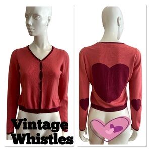 Vintage Y2K Whistles Silk Cashmere Heart Cardigan